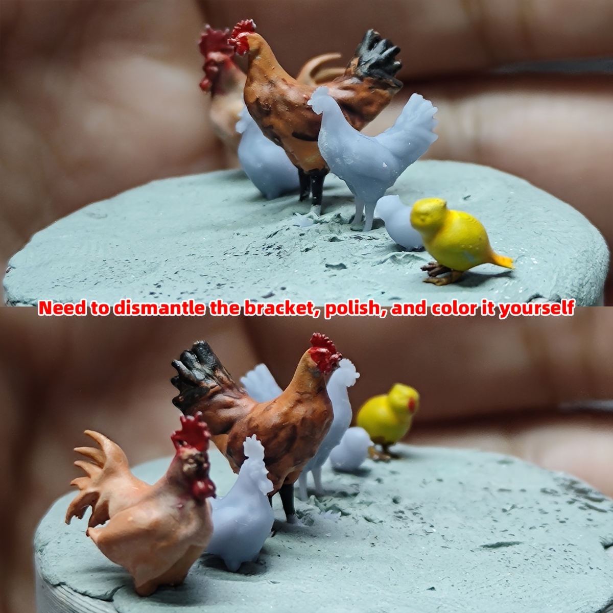 3D Printed Rooster Model Kit for Diorama